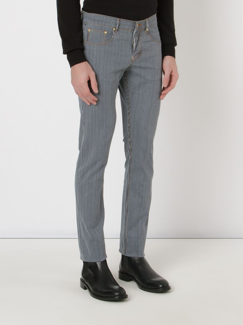 striped skinny trousers
