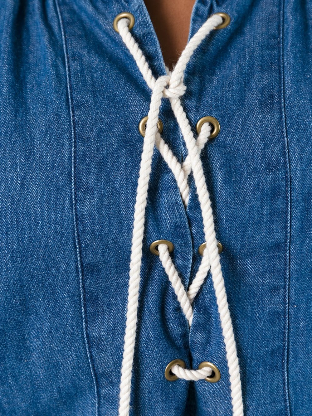 lace-up denim blouse