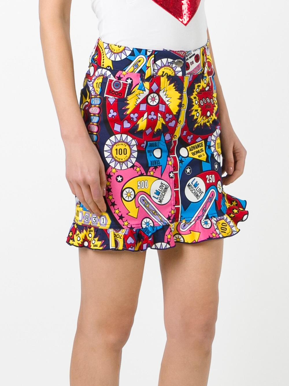 multi print straight skirt