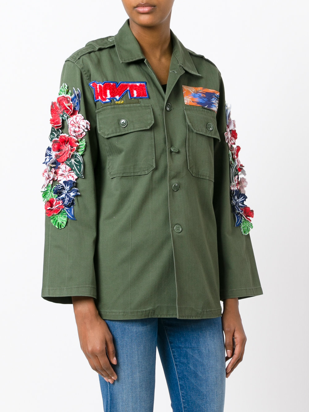 3D Hibiscus military jacket