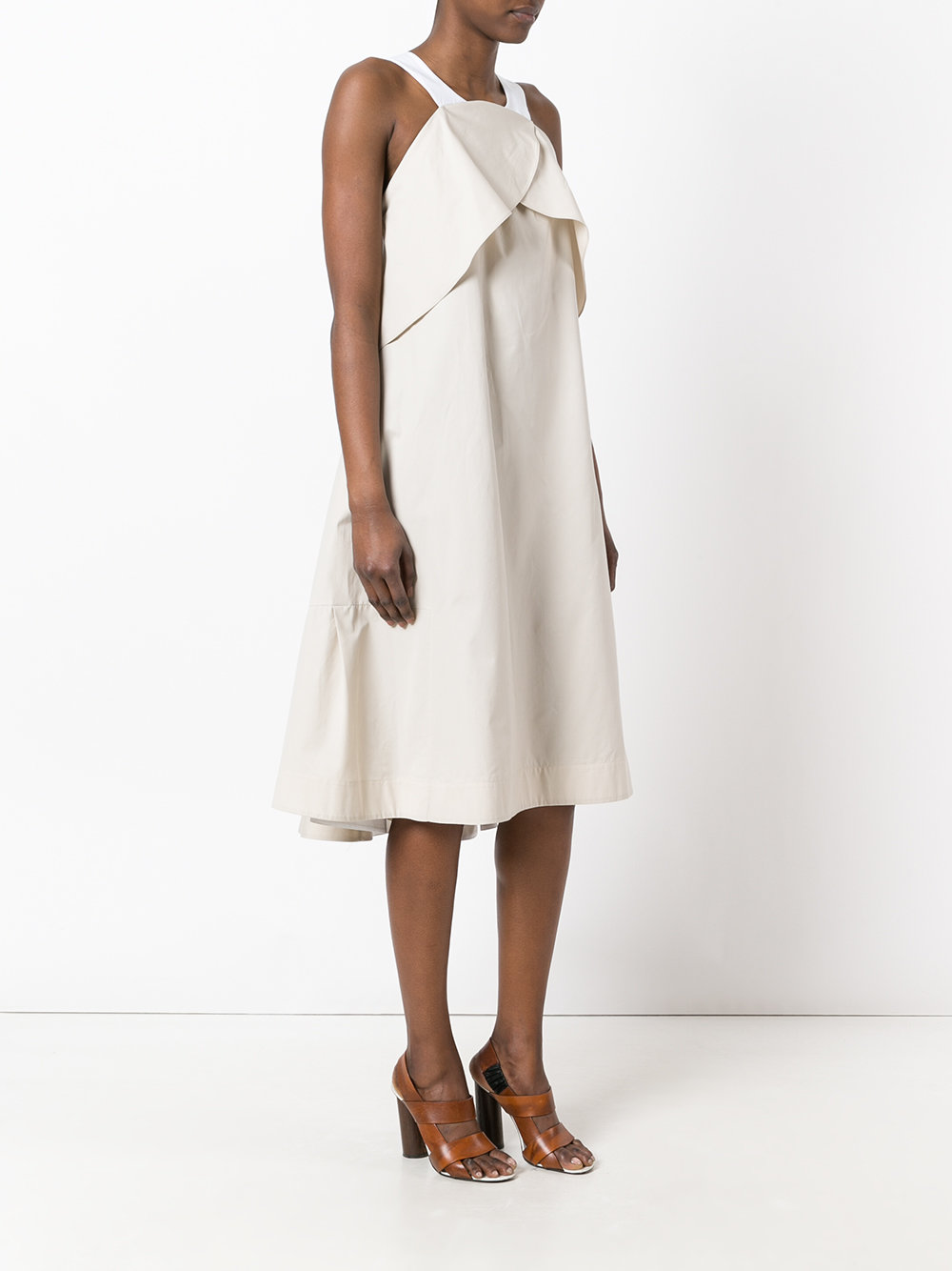 asymmetric pleat A-line dress