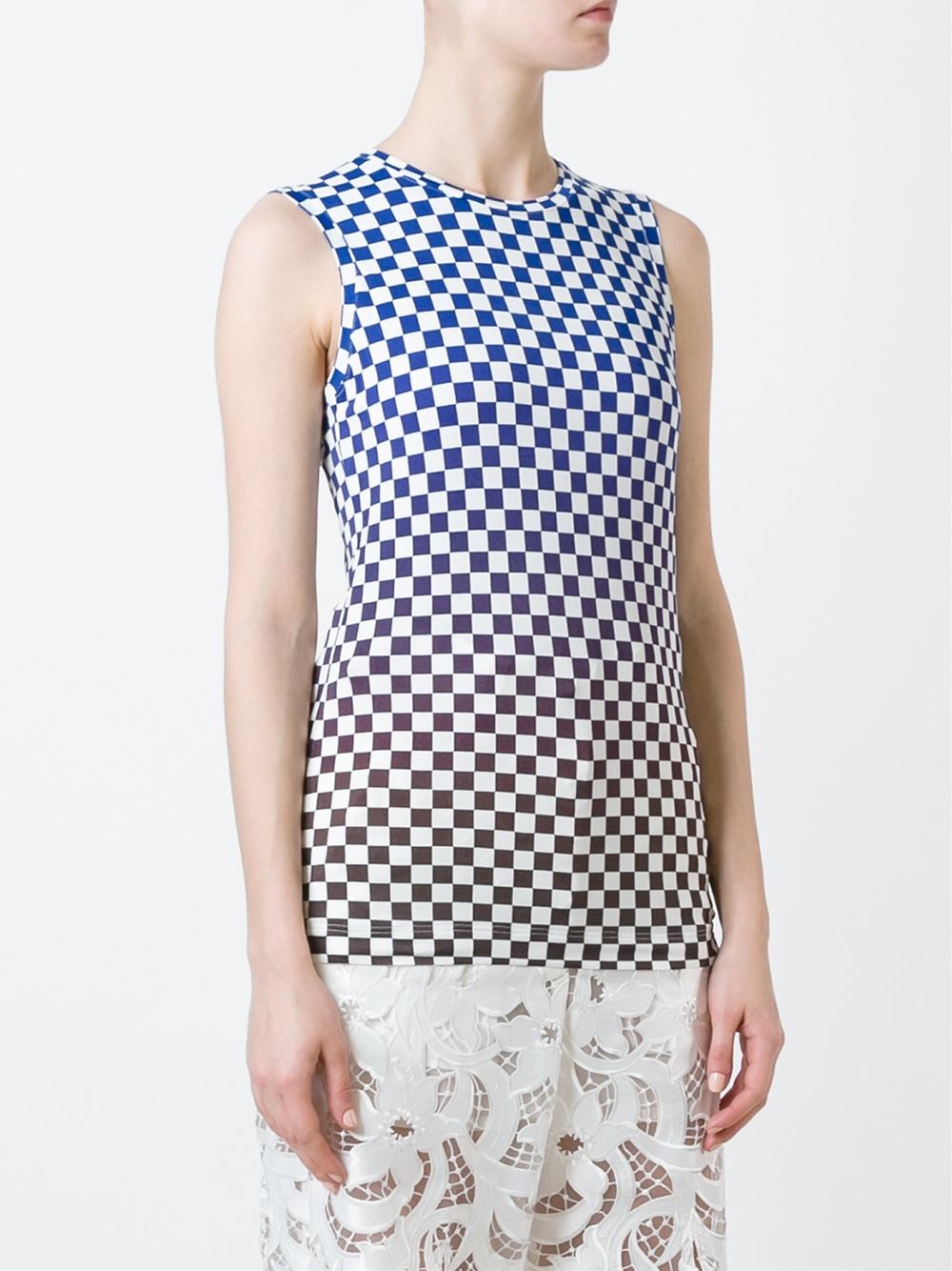 check print sleeveless top