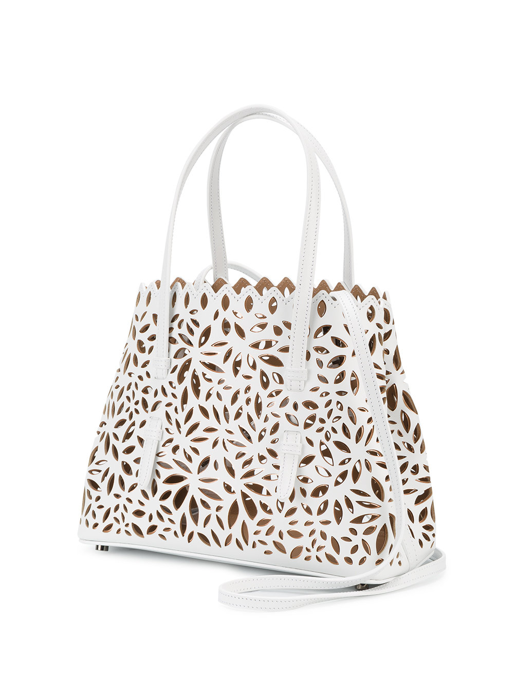 perforated floral shoulder bag