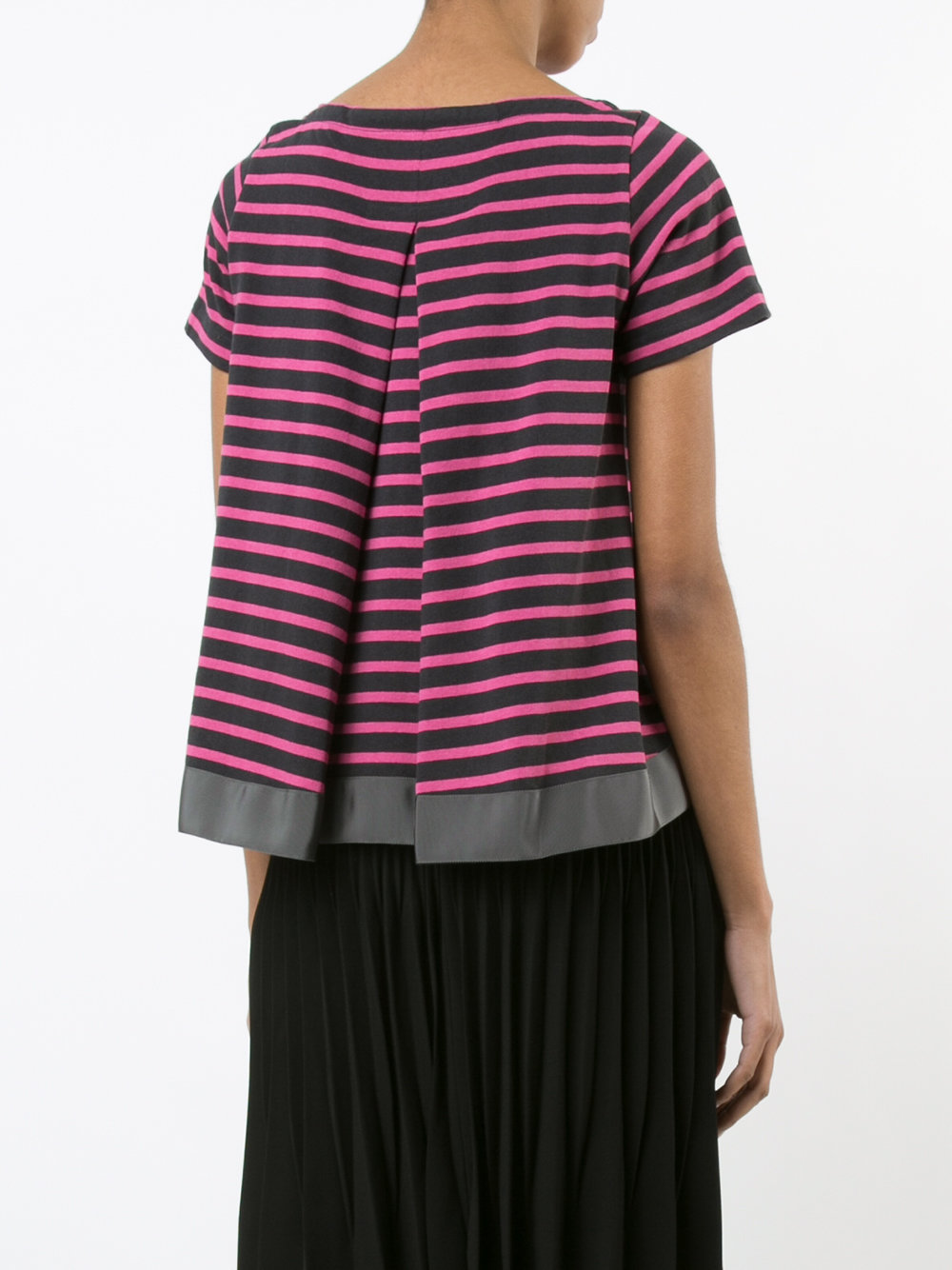 short-sleeve striped flared T-shirt