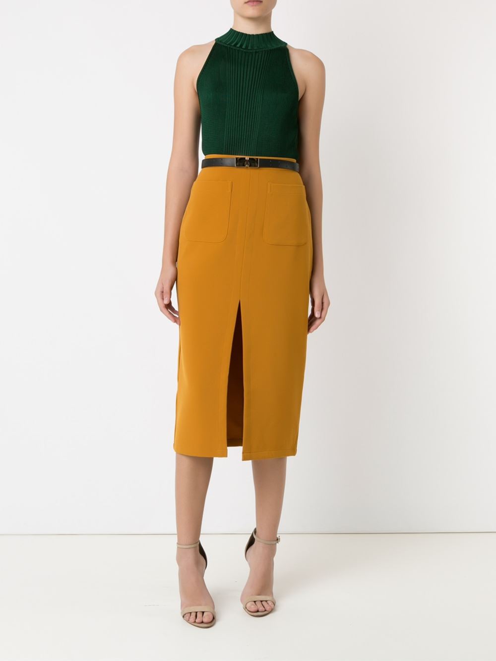 sleeveless ribbed knit blouse