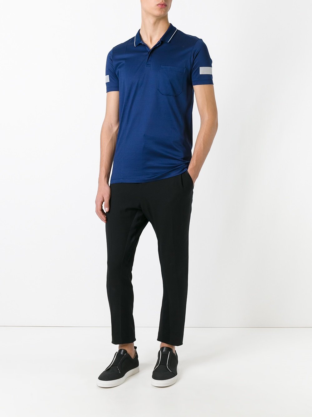 sleeve stripe polo shirt