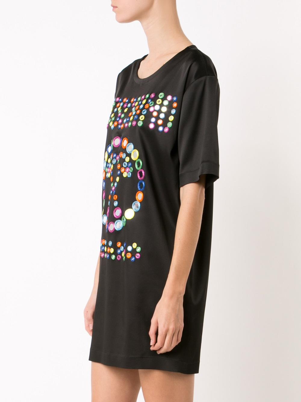 mirror embroidered logo dress