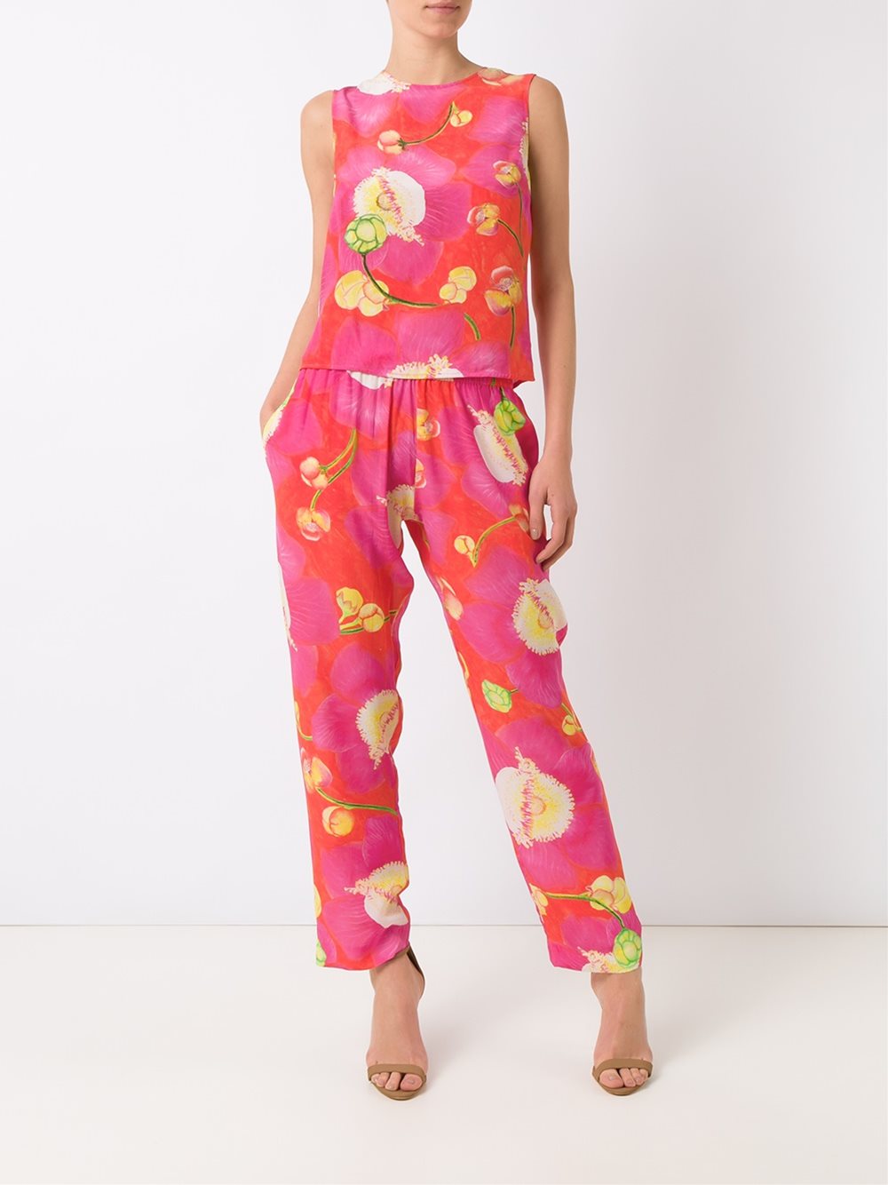 silk printed trousers