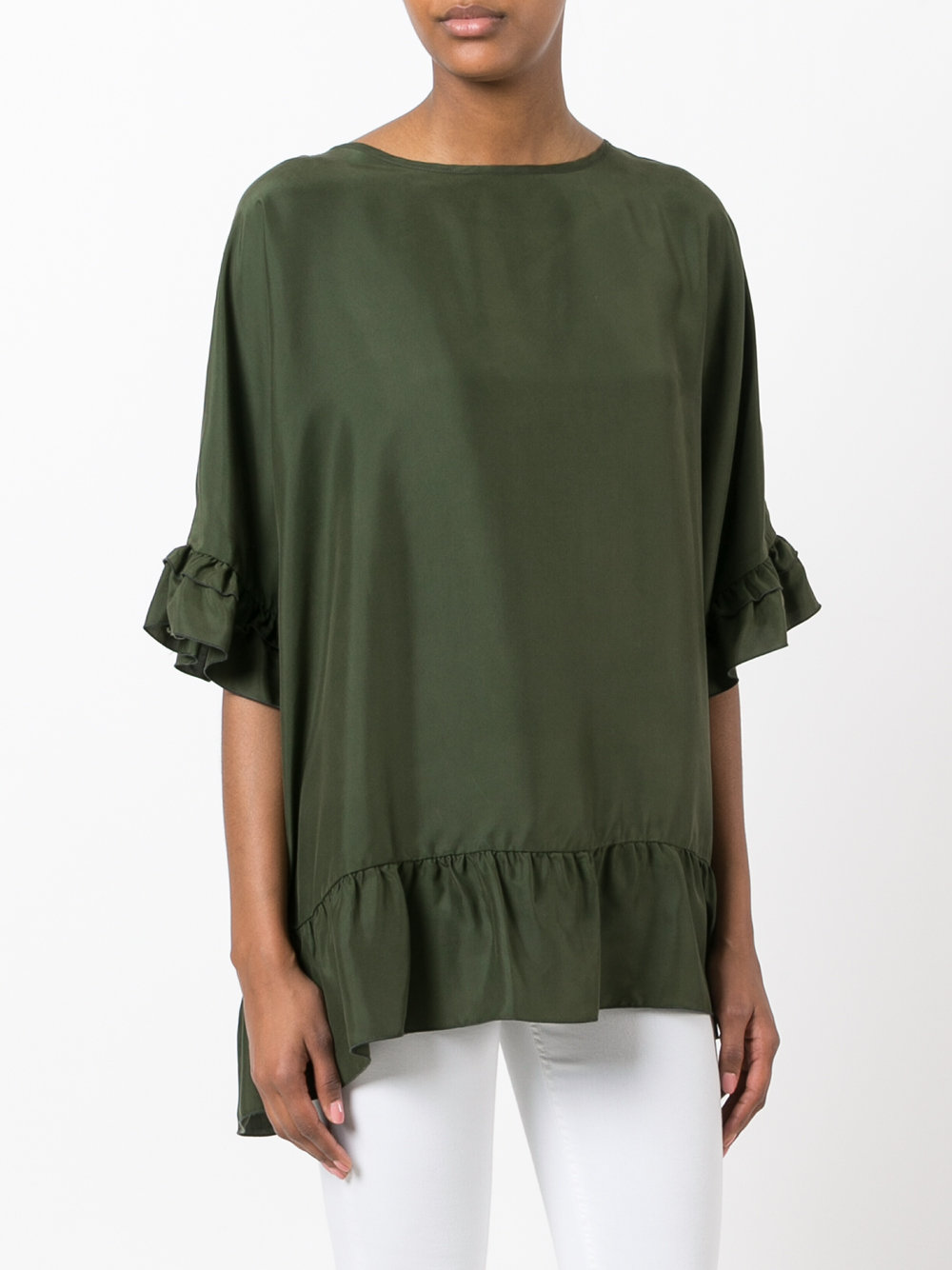 ruffled shift blouse