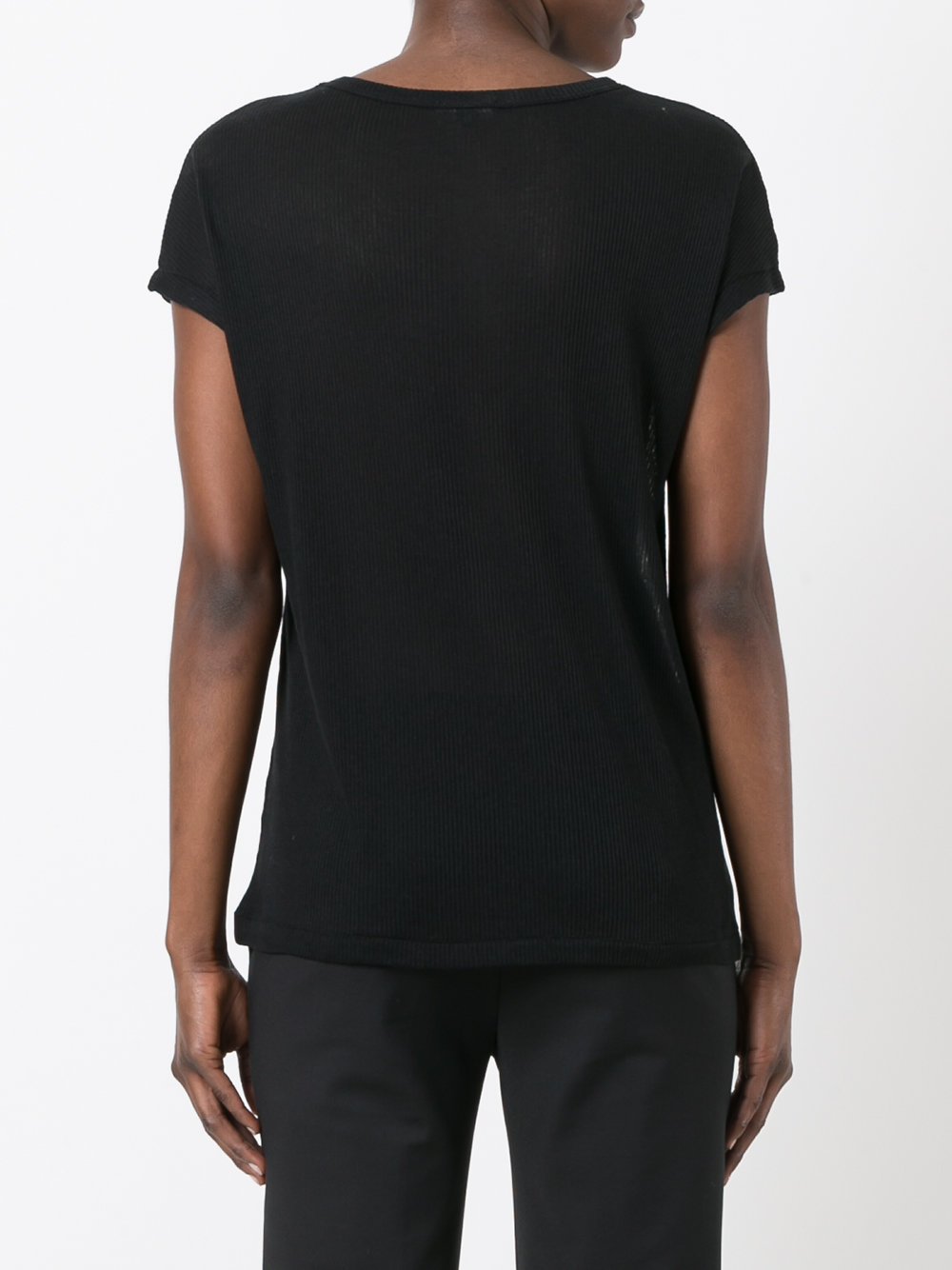 bead and feather print rib T-shirt