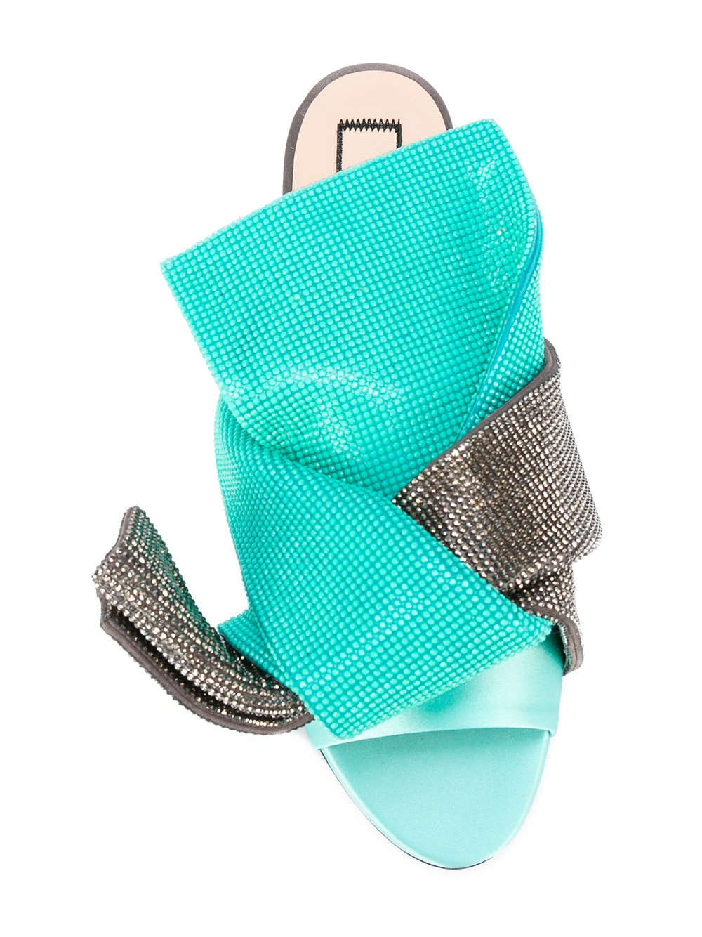 metallic bow flat sandals