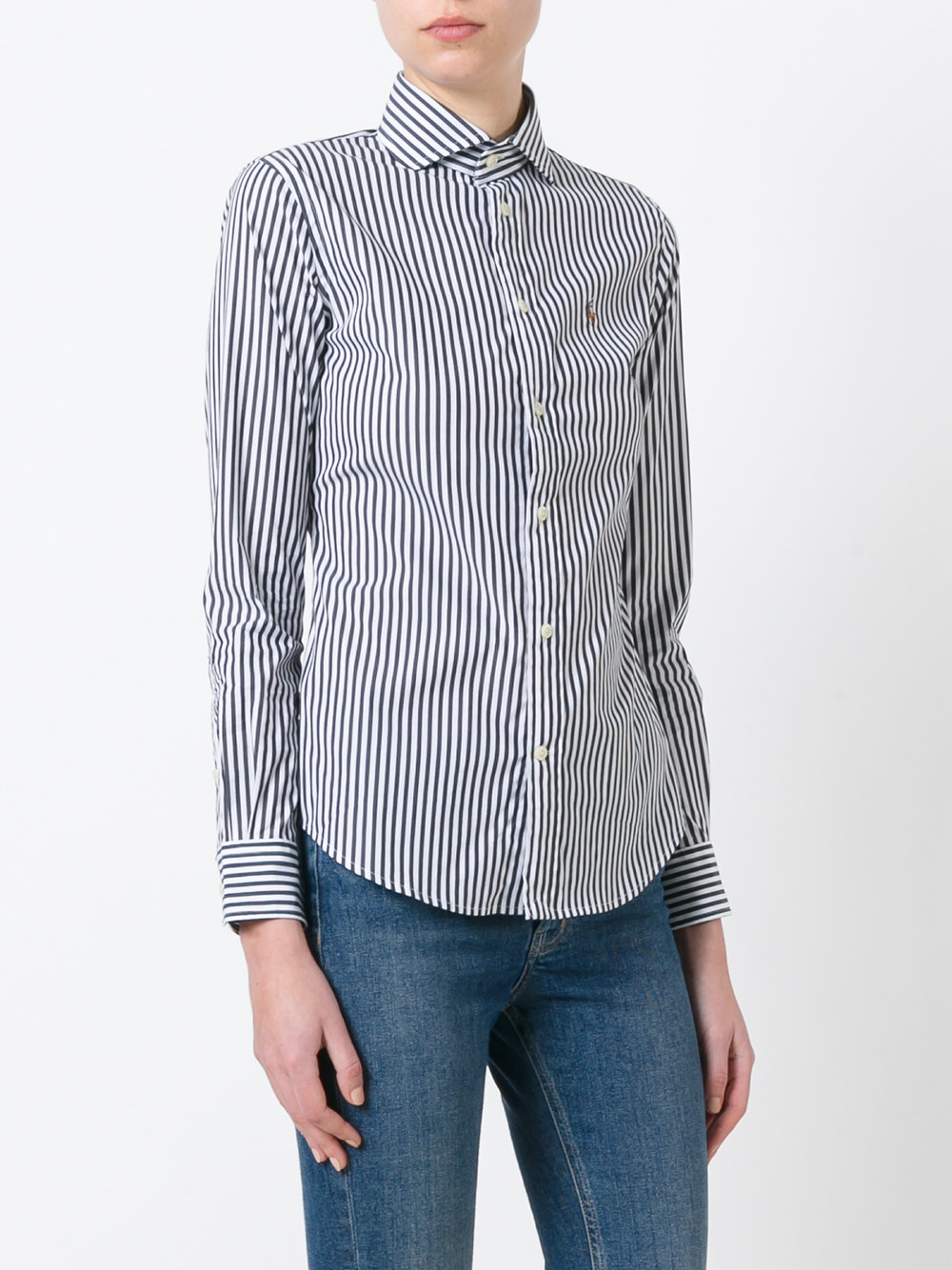 embroidered logo striped shirt 