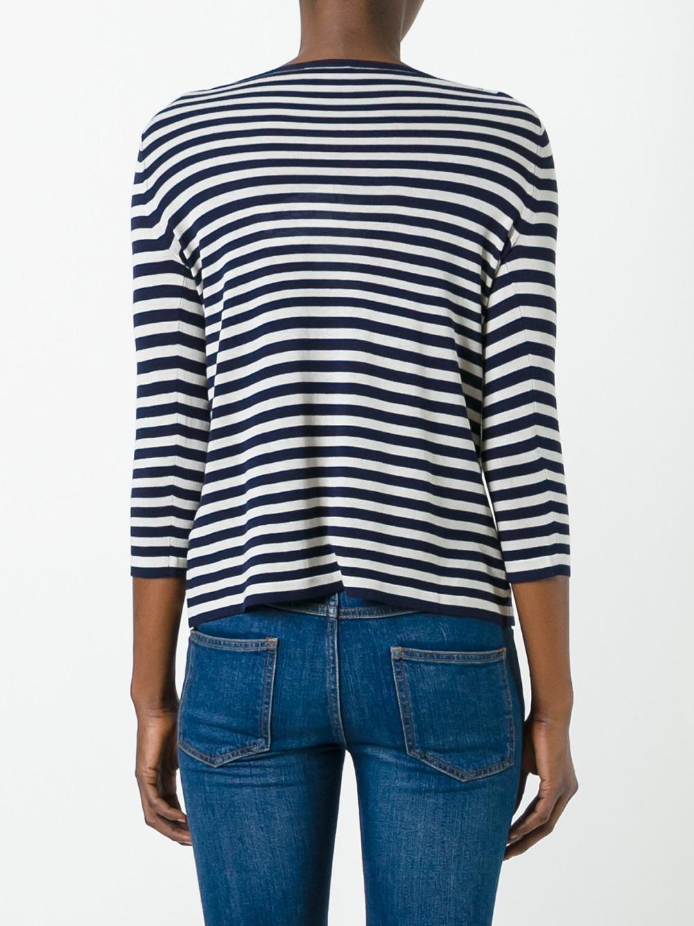 tied front striped blouse