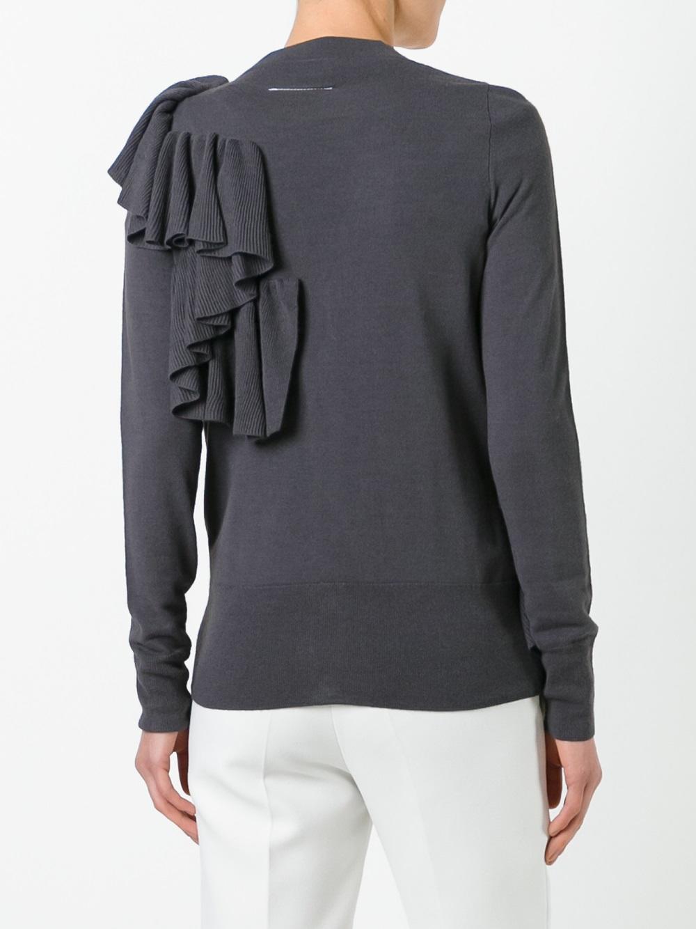 ruffled detail V-neck cardigan