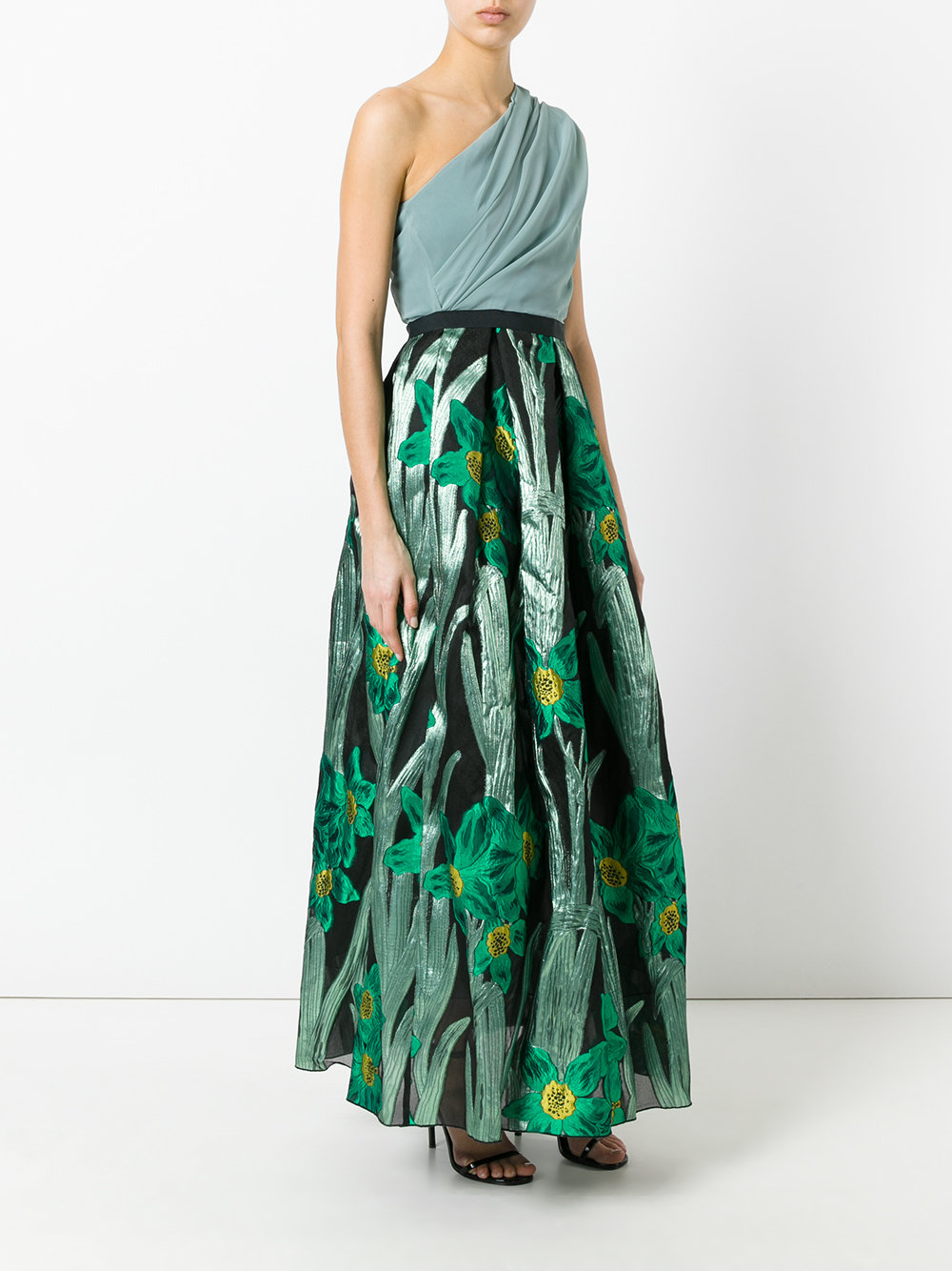 floral jacquard gown