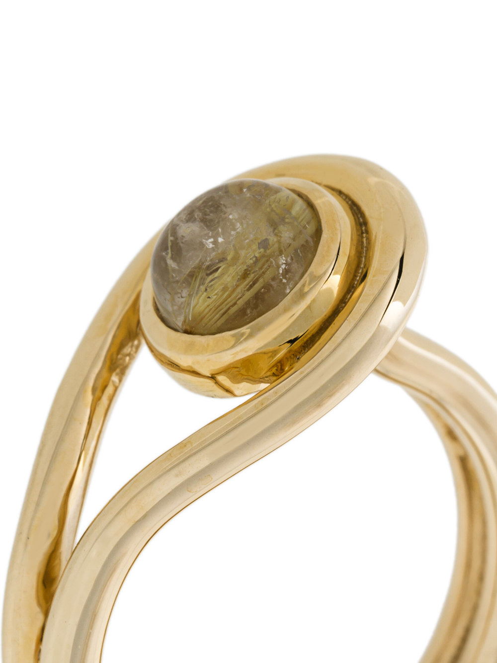 Lasso gold rutilated quartz ring