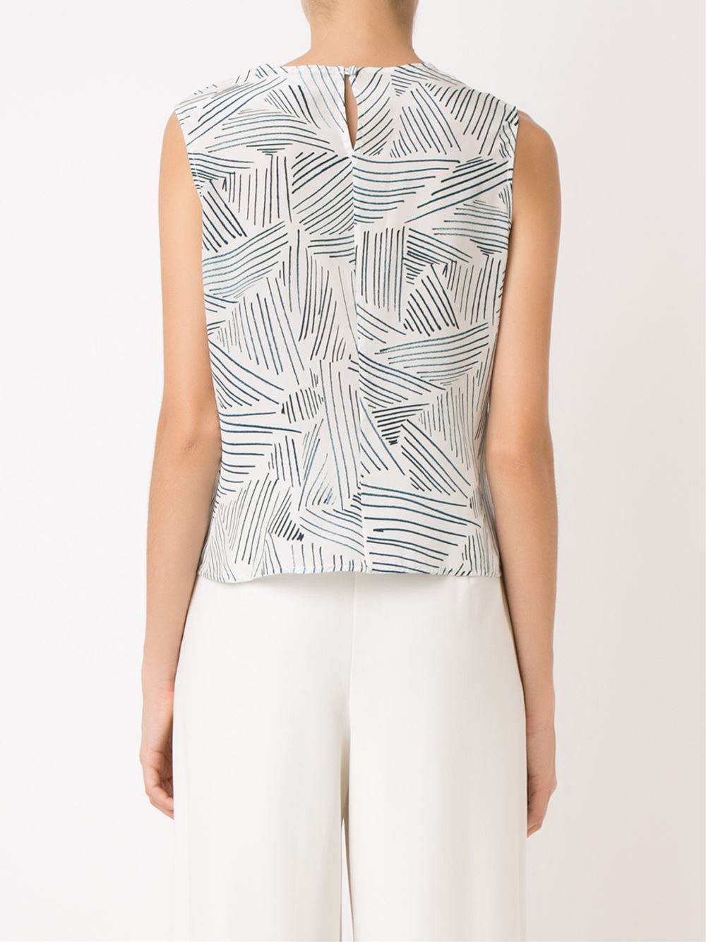 sleeveless printed blouse