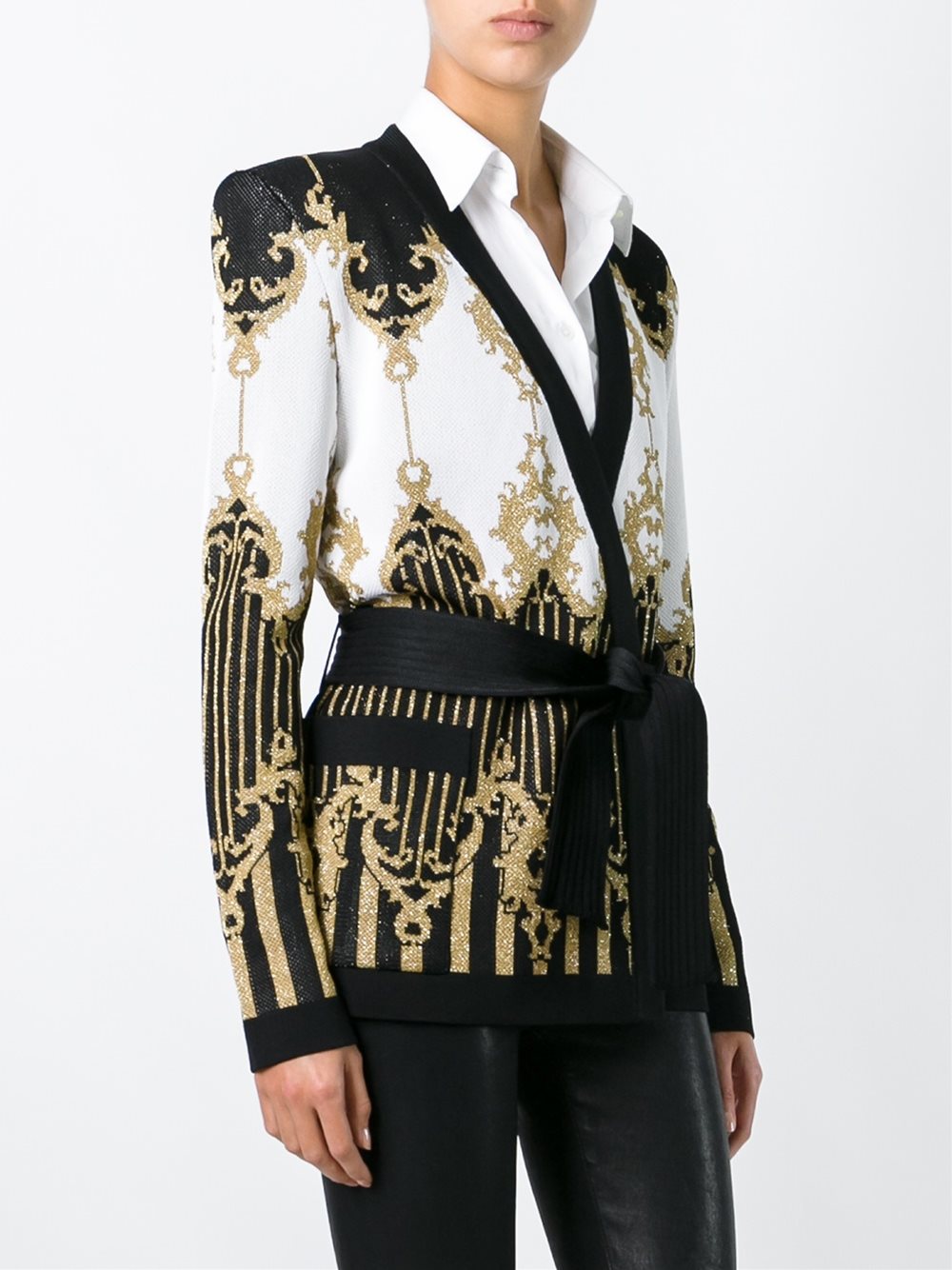 patterned baroque belted jacket