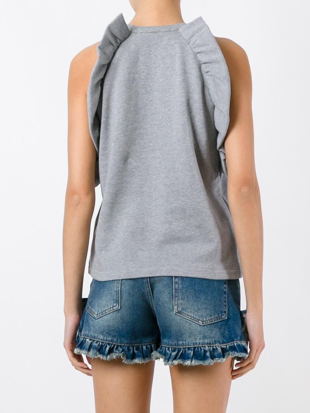 ruffle detail sleeveless sweatshirt