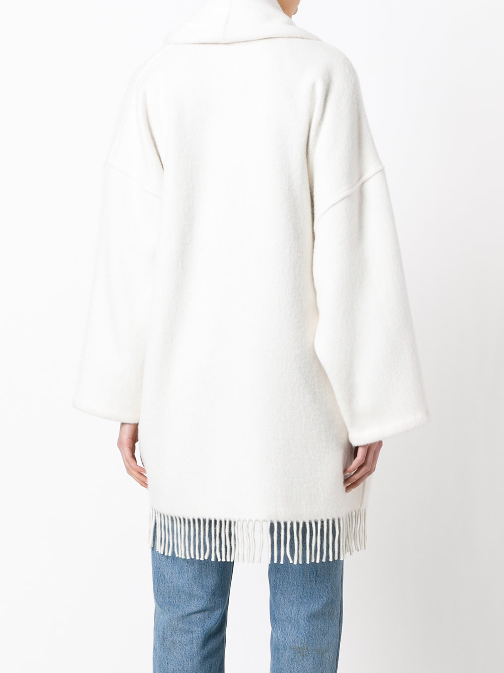 fringed scarf detail coat