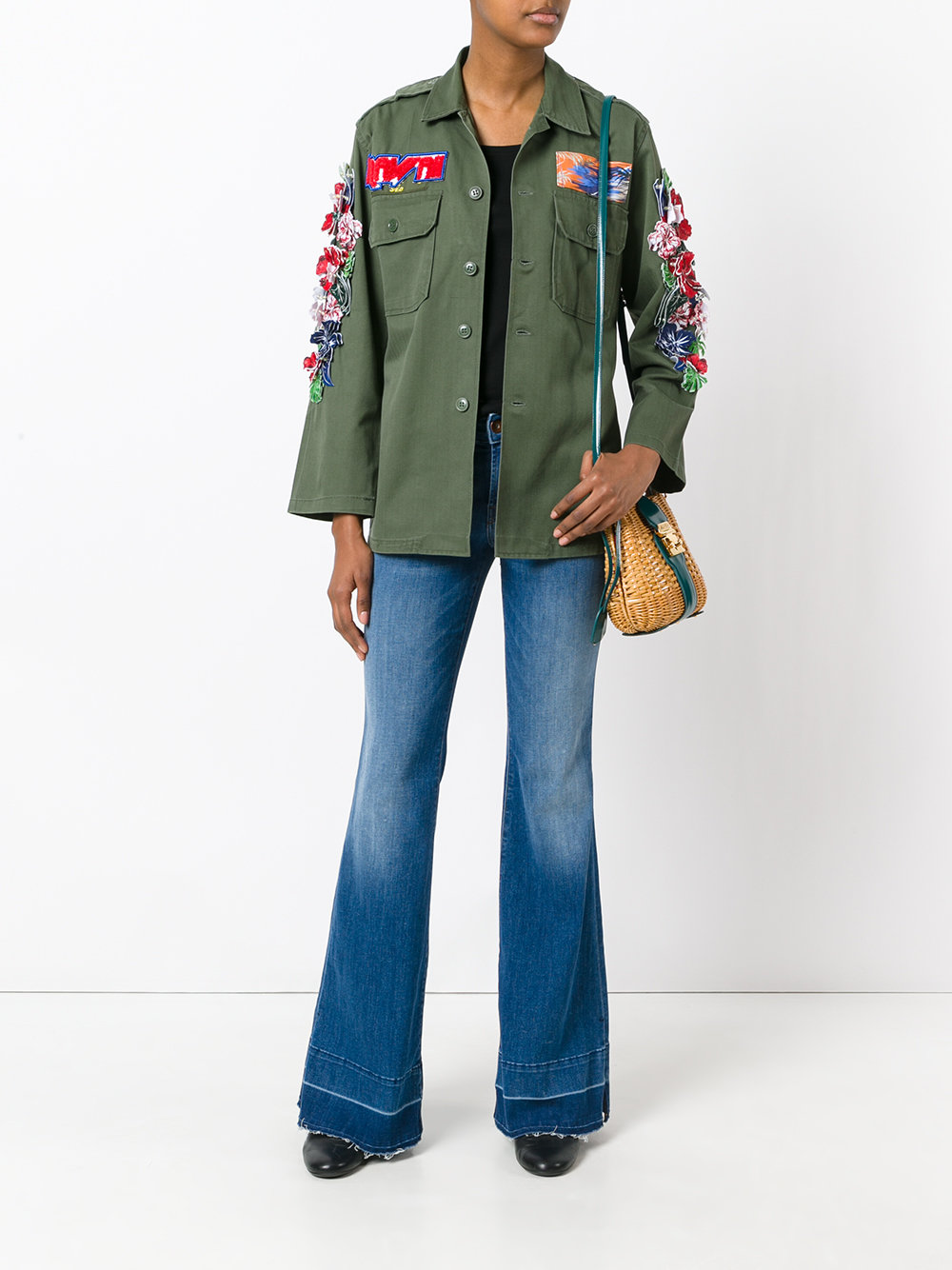 3D Hibiscus military jacket