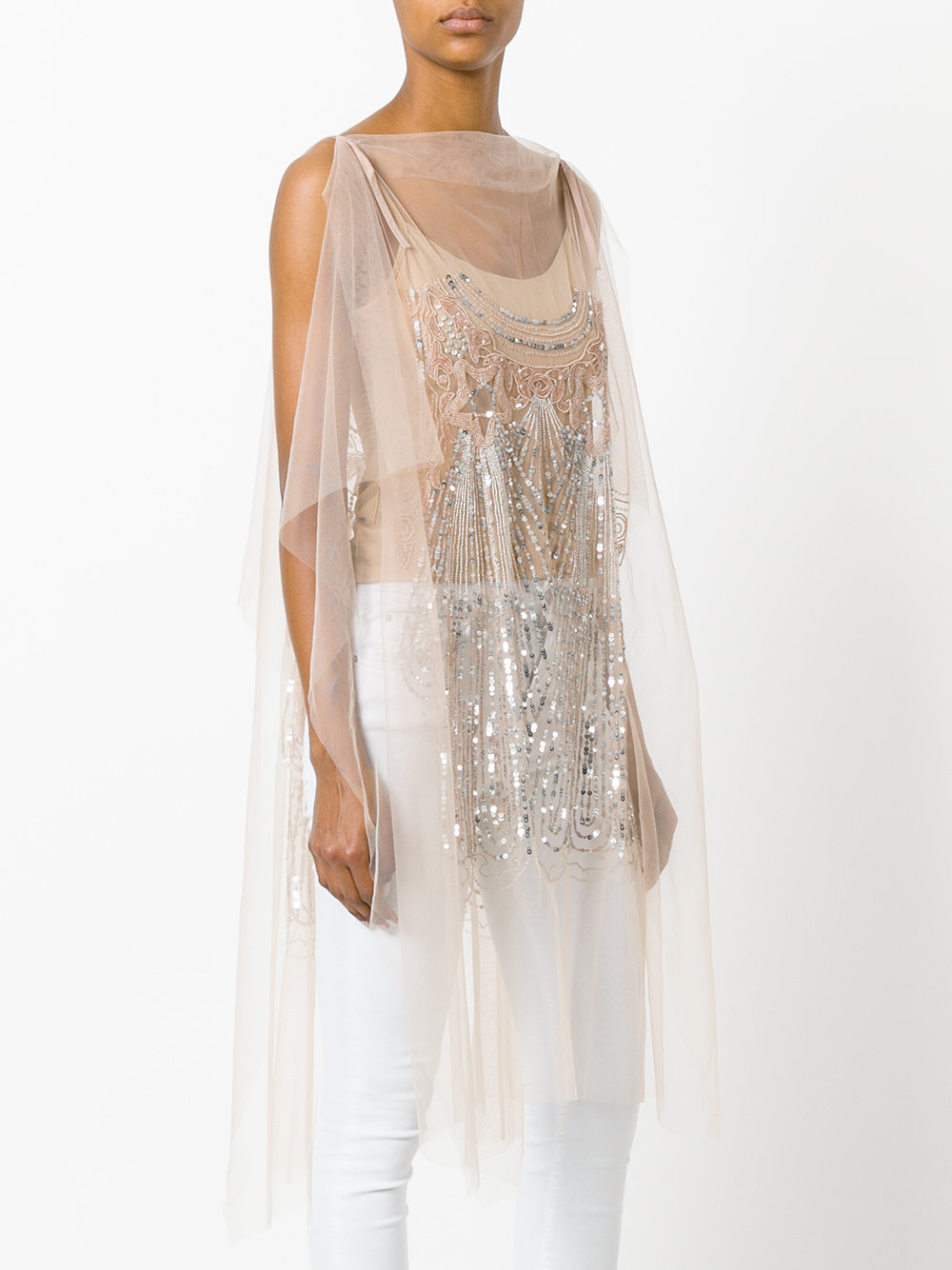 sequin embellished sheer blouse 