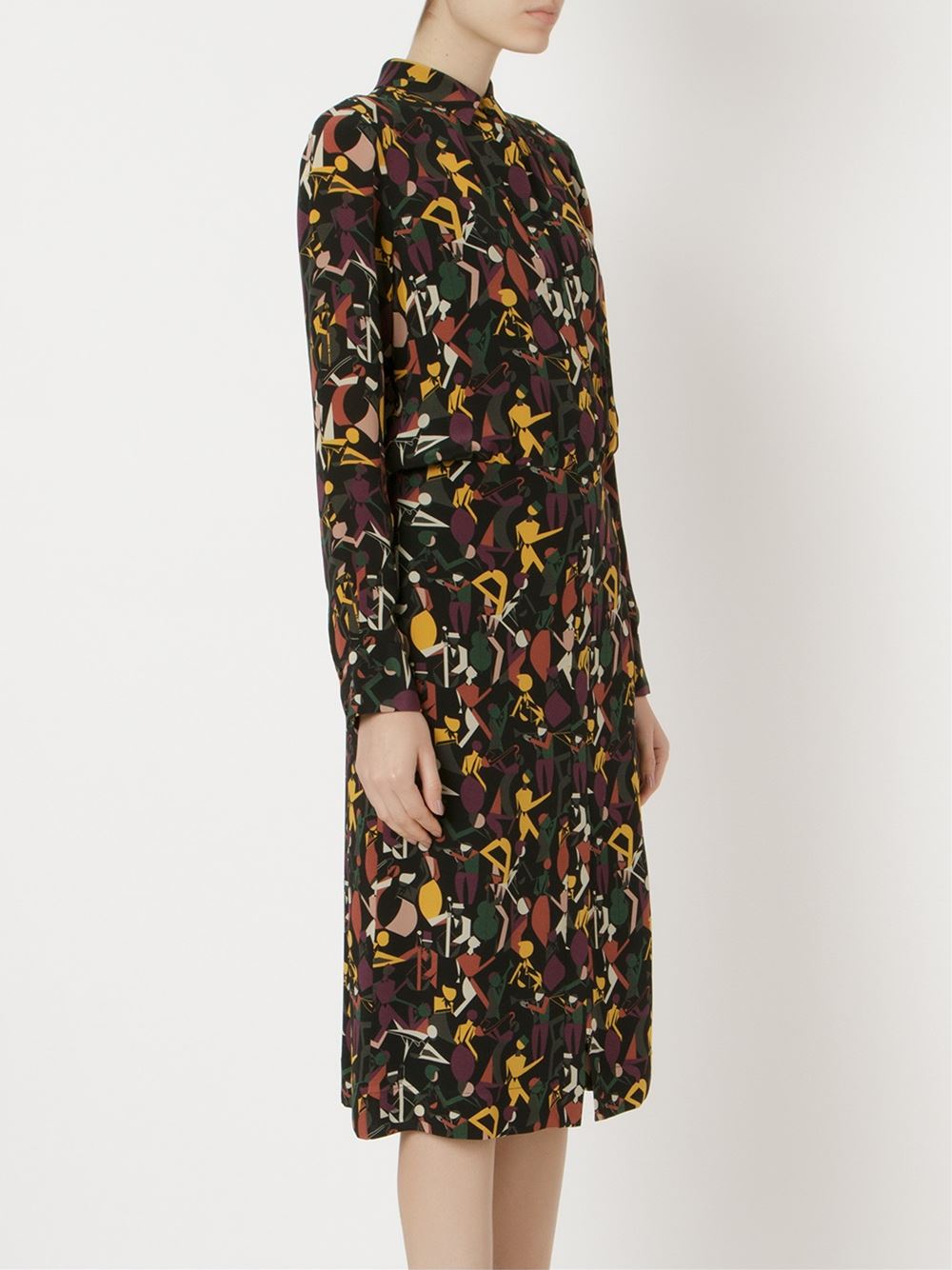 midi printed shirt dress