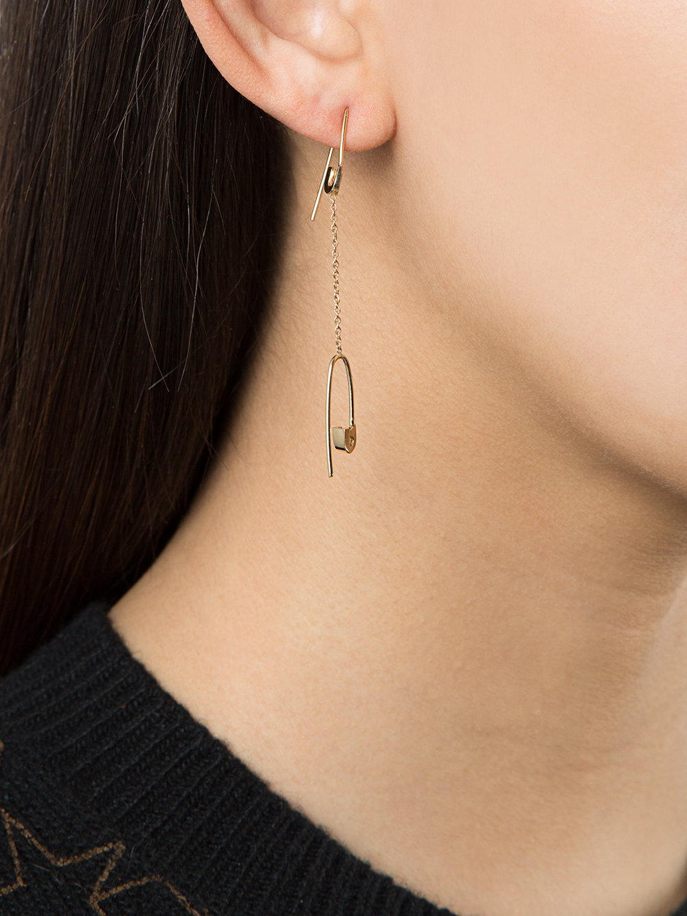 safety pin chain earring