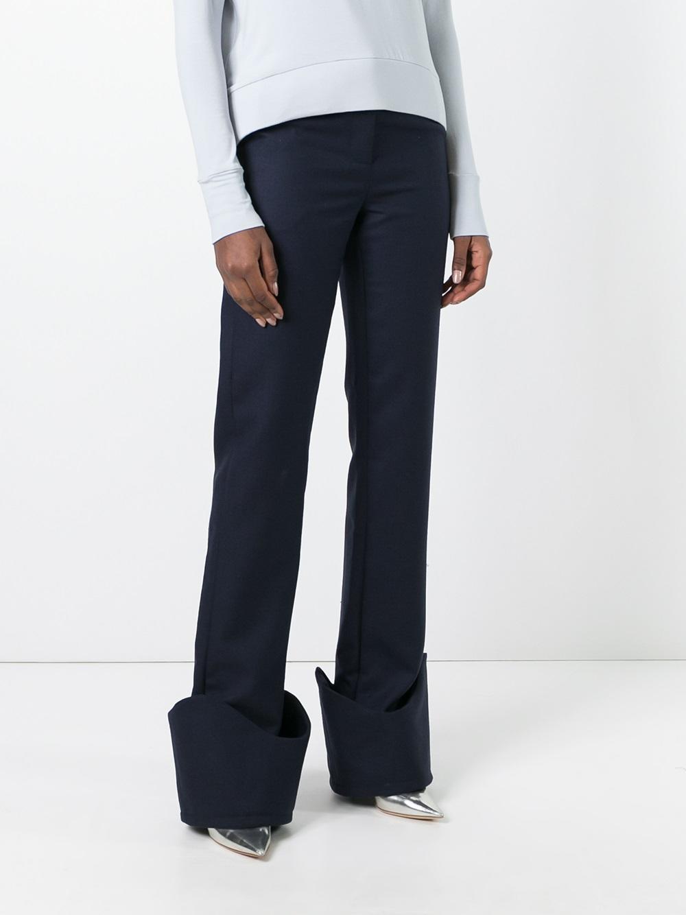 folded hem slim fit trousers