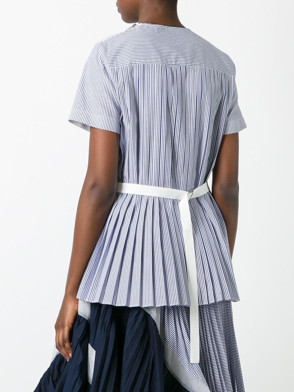 striped accordion pleat top