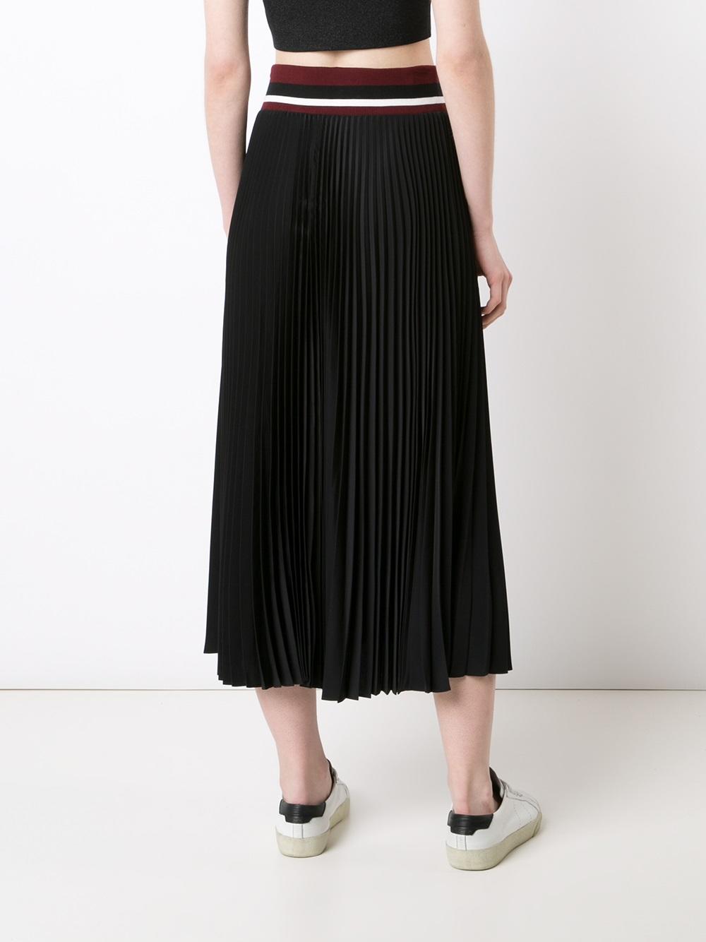 striped waistband pleated skirt