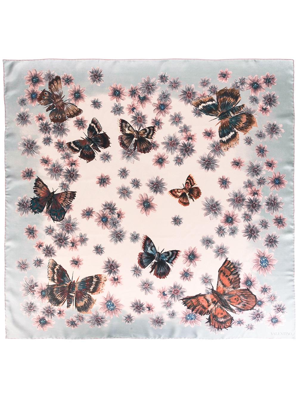 butterfly and floral print scarf