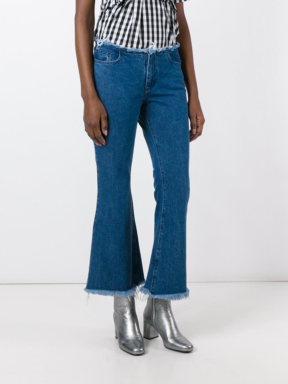 frayed flared jeans