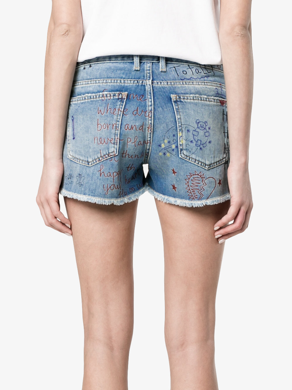 graffiti denim short shorts