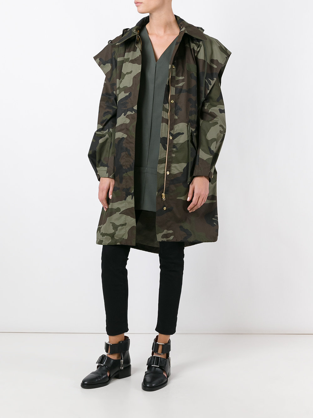 camouflage print coat