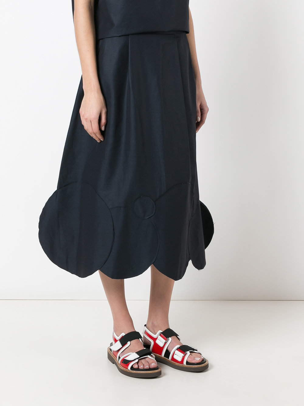 Circles hem midi skirt