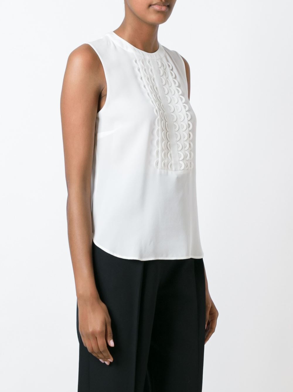 scalloped bib sleeveless top 