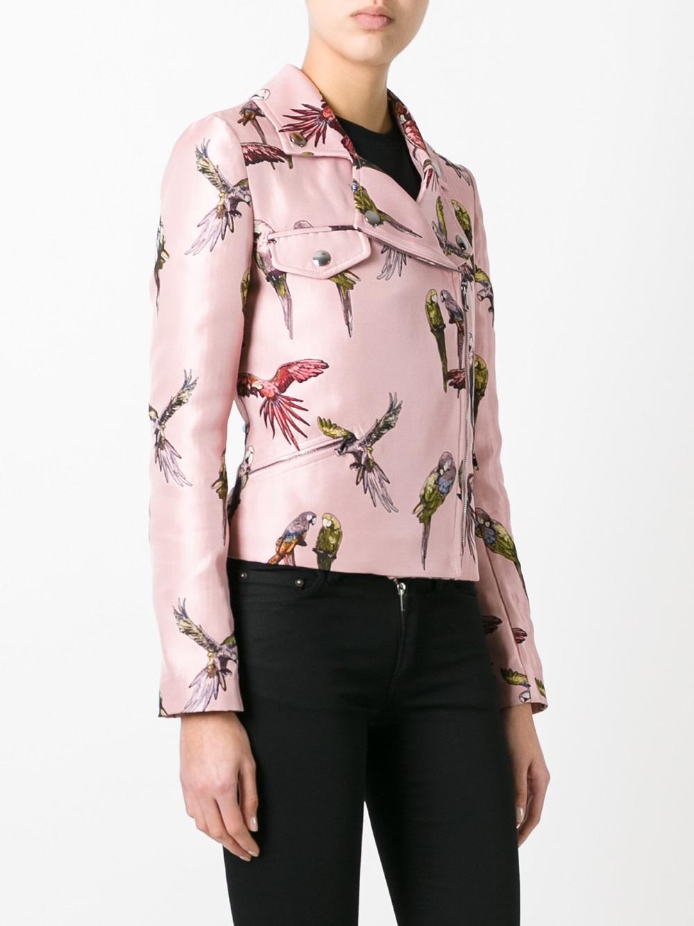 parrot print biker jacket 