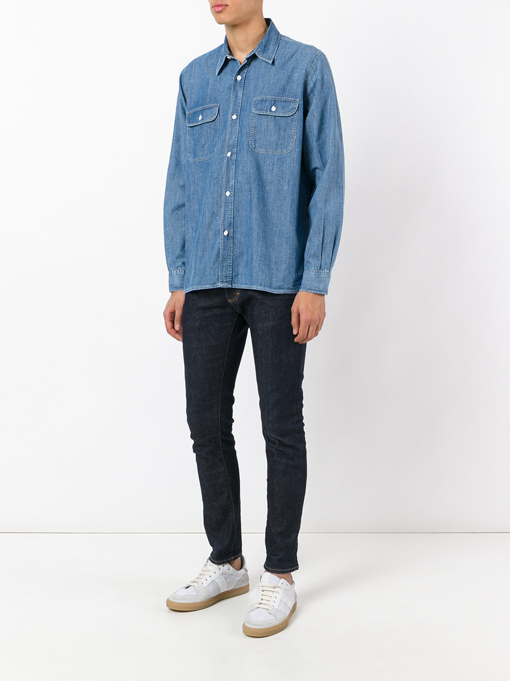 chest pockets denim shirt