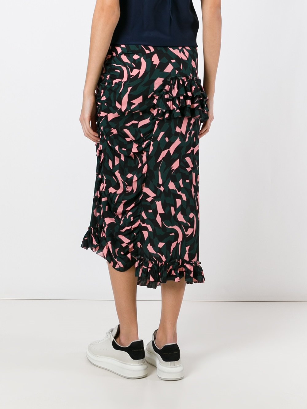 Shatter print ruffled skirt