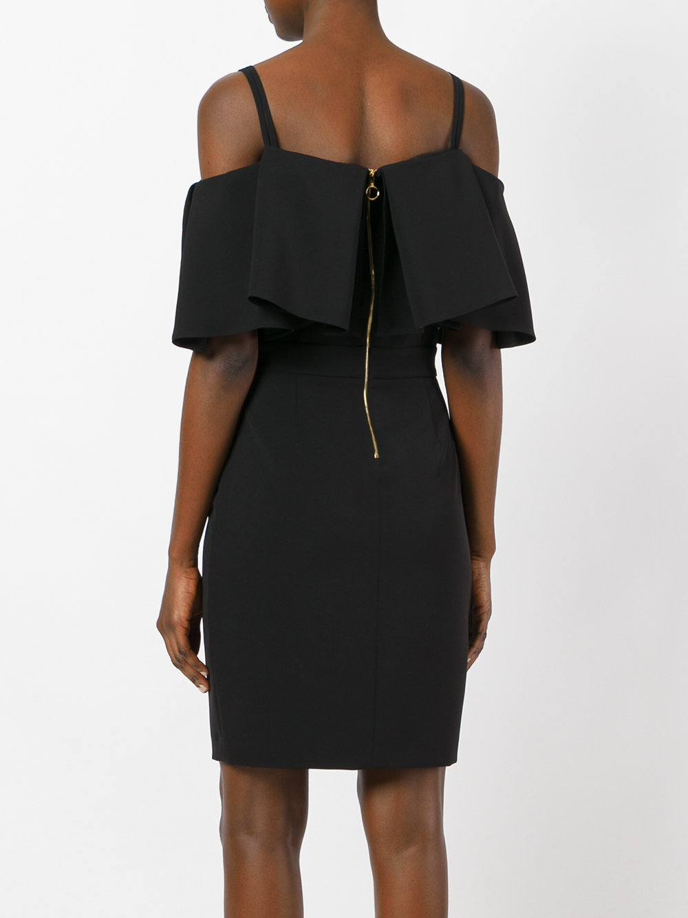 ruffled cold-shoulder dress