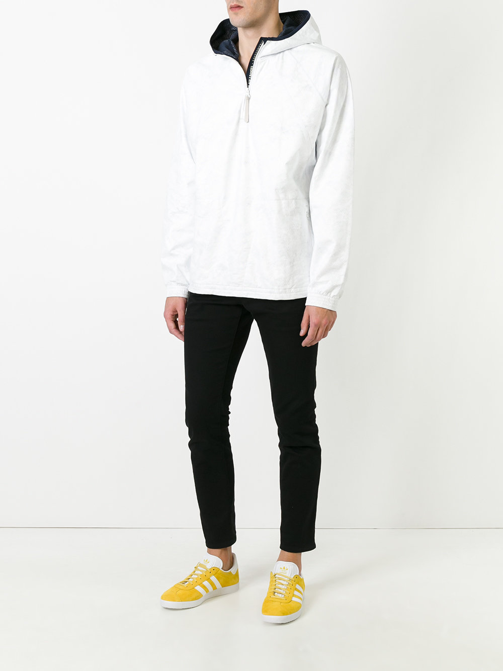 zipped neck hoodie