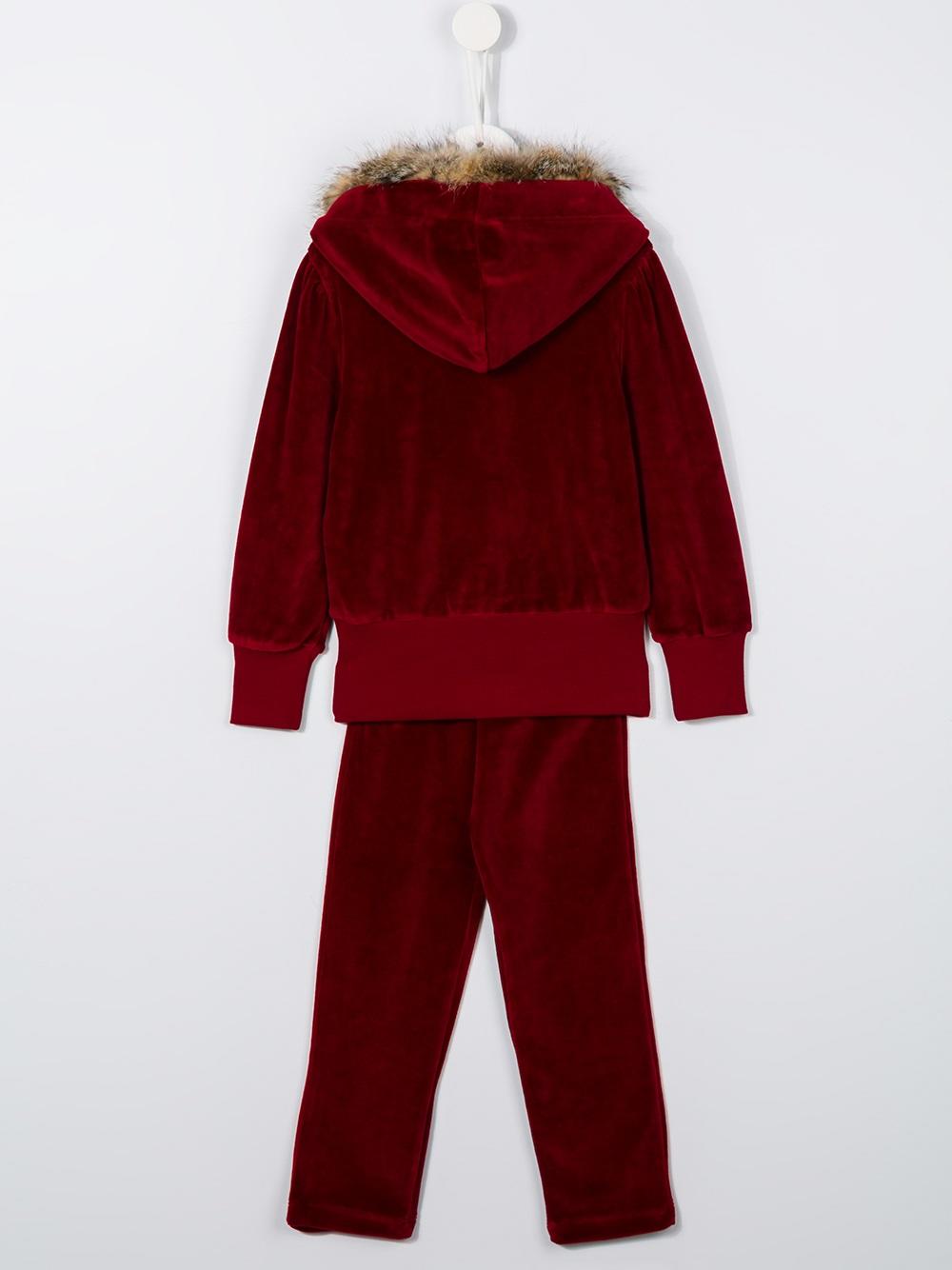 fur trim tracksuit set