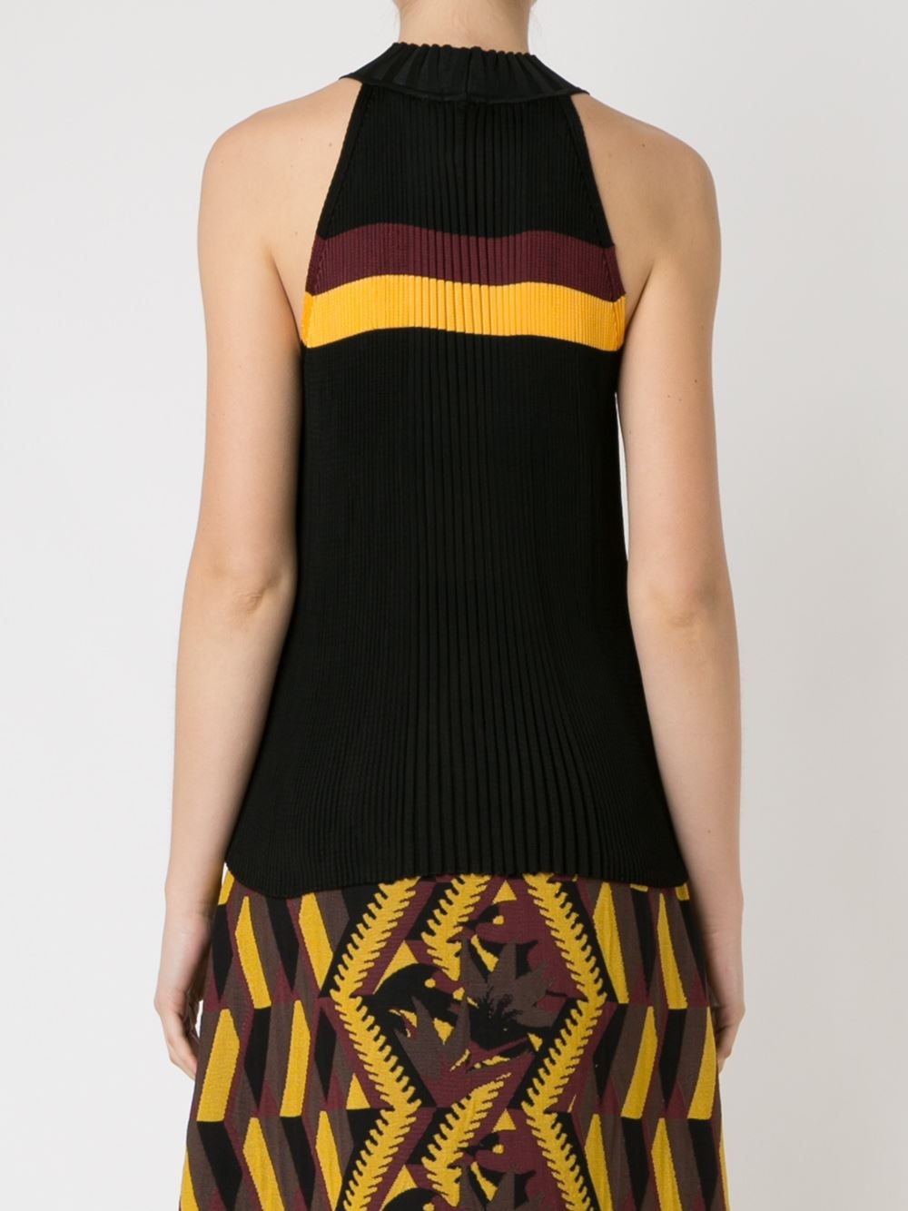 stripe detail knit blouse