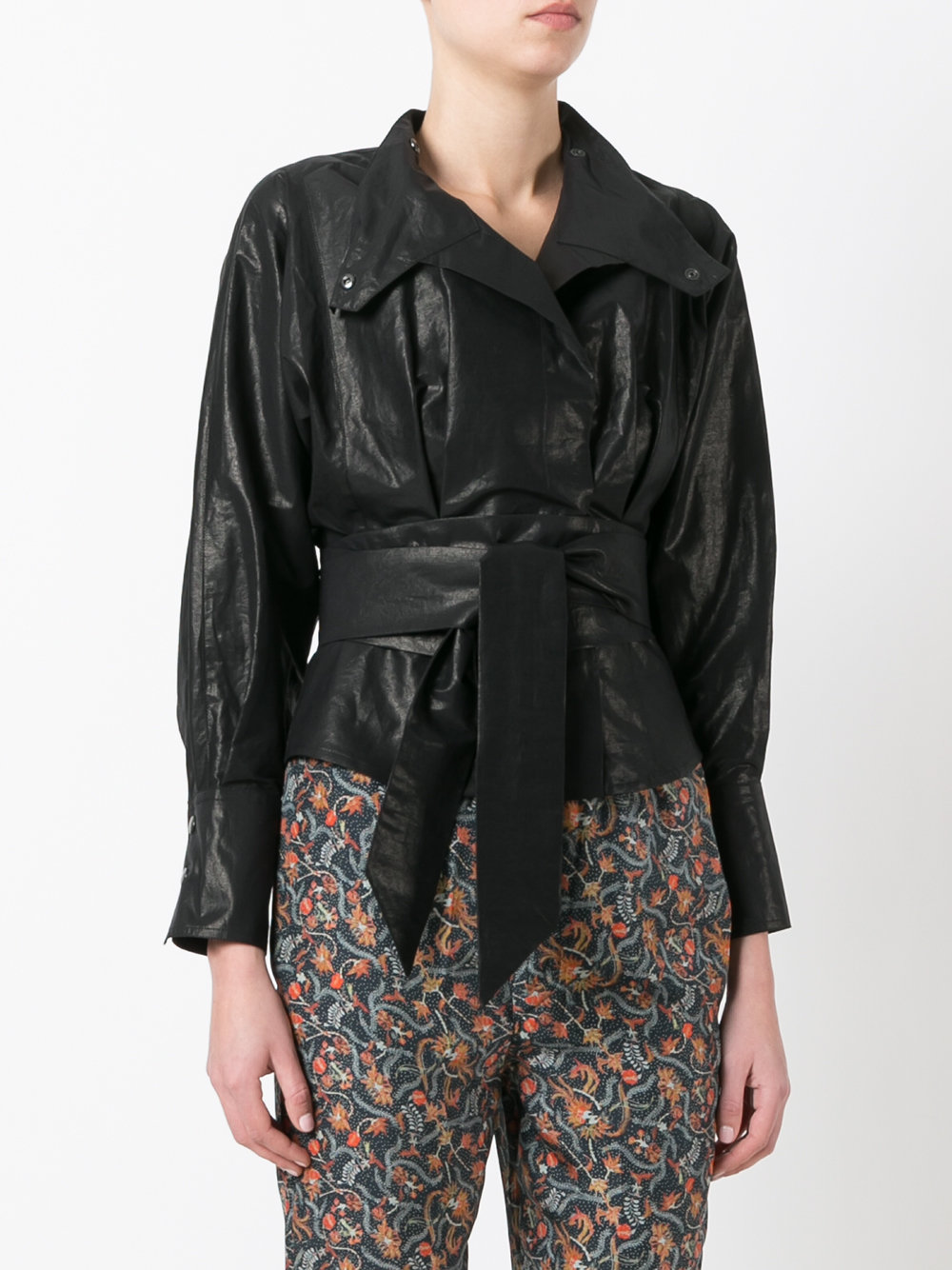 'Lemony' coated wrap jacket