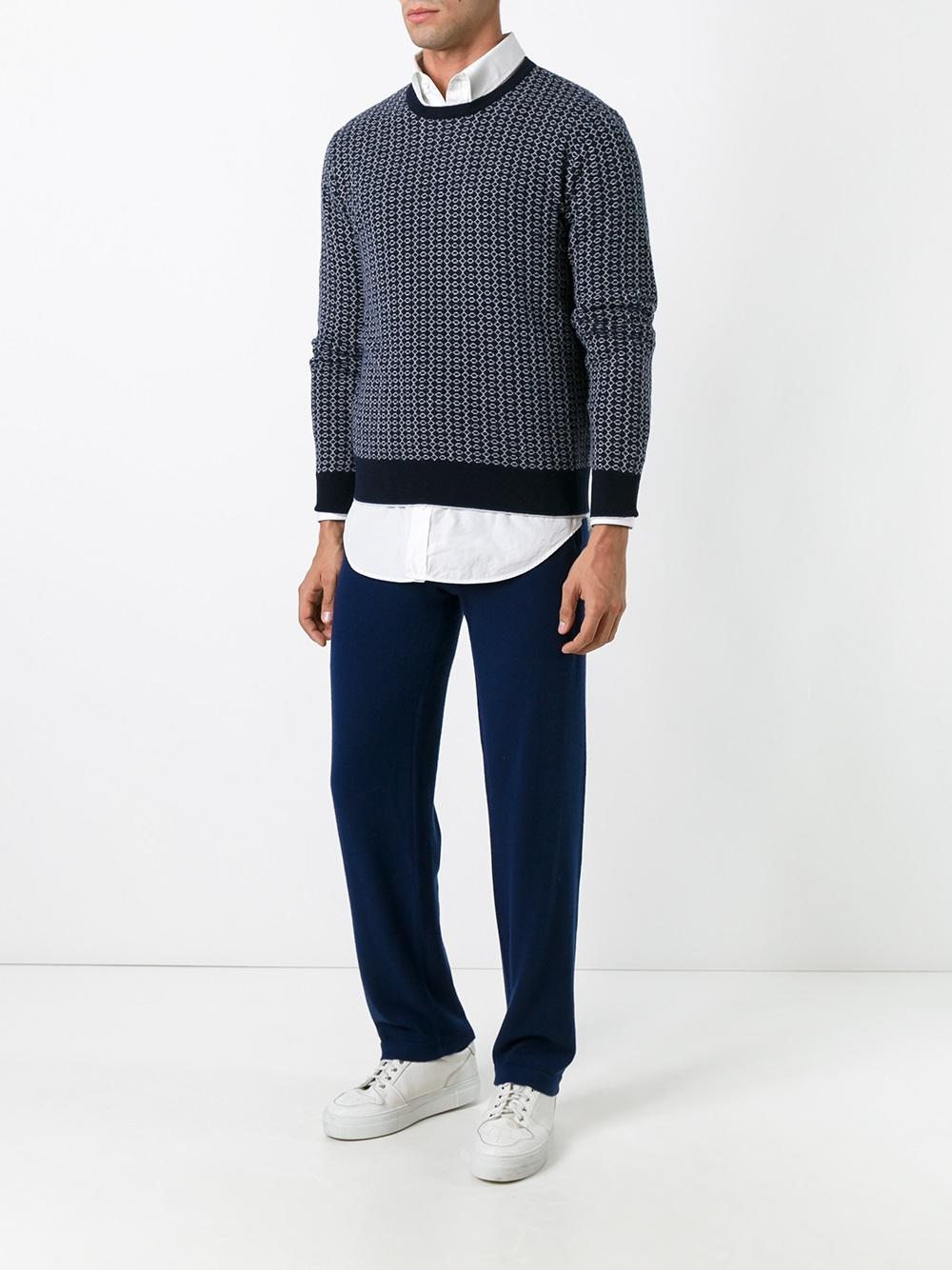 patterned round neck jumper