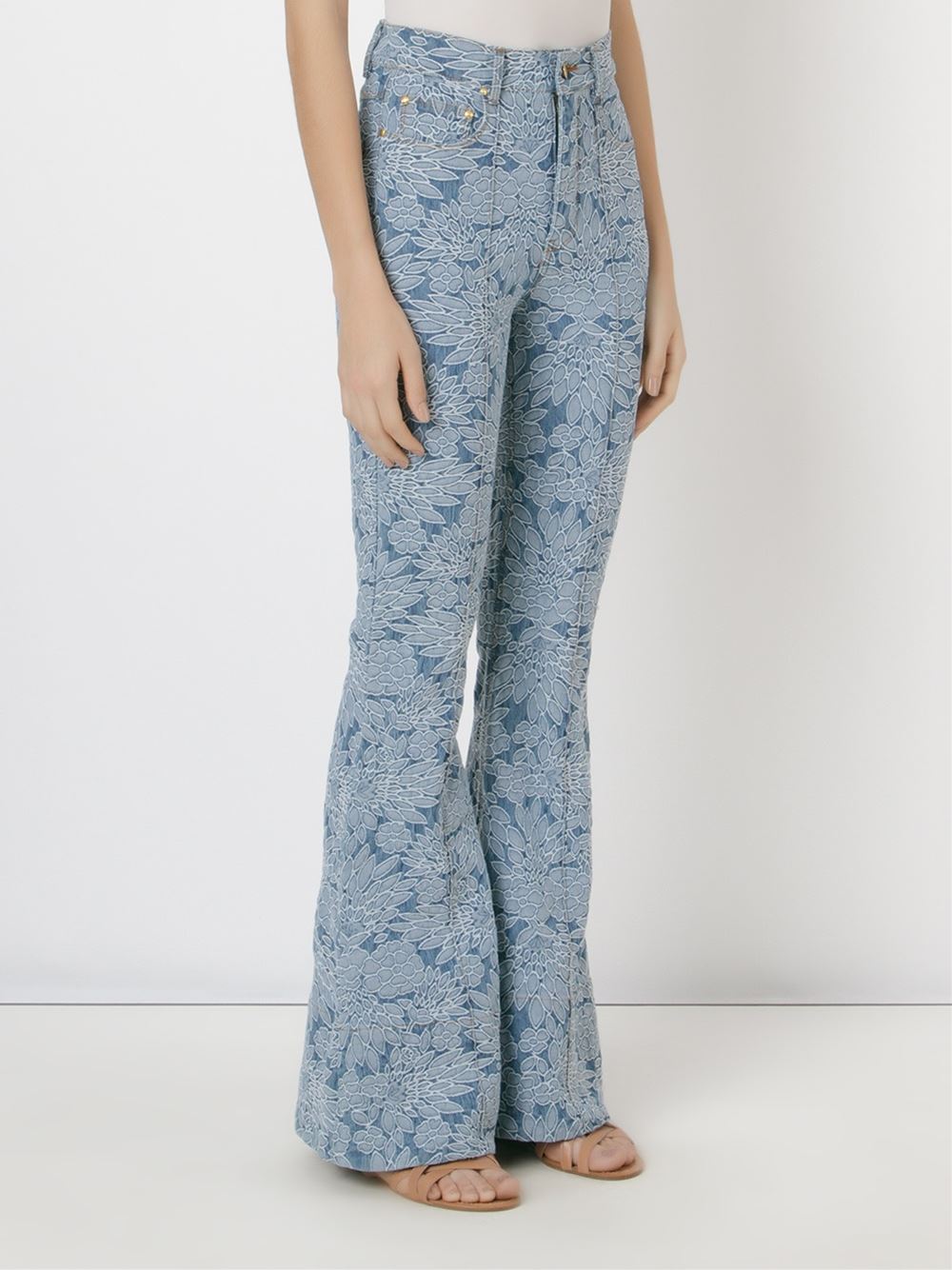 floral flared jeans