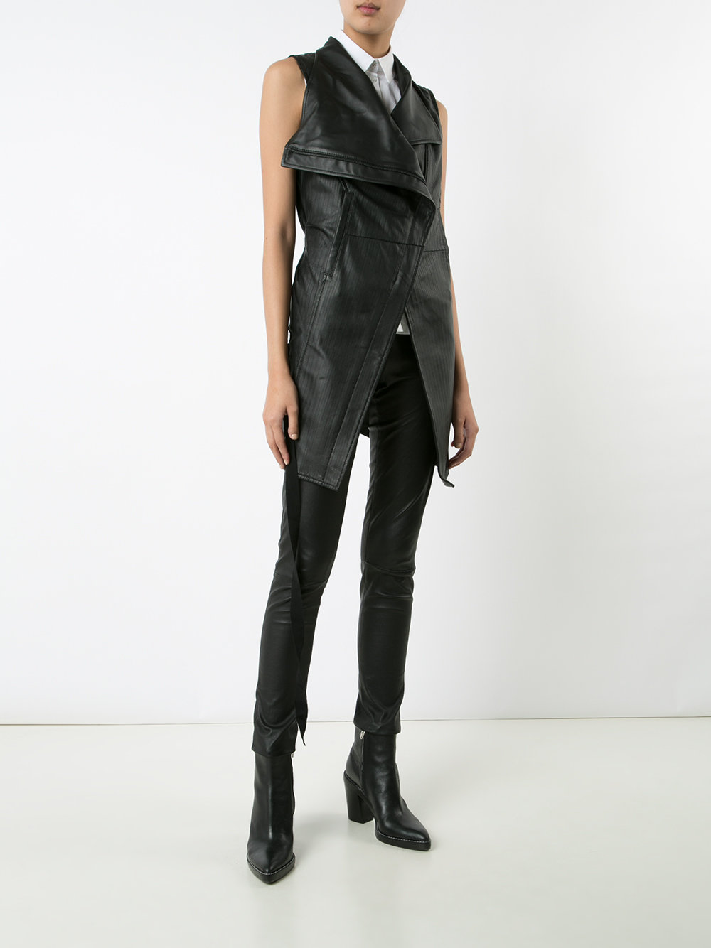 asymmetric sleeveless jacket