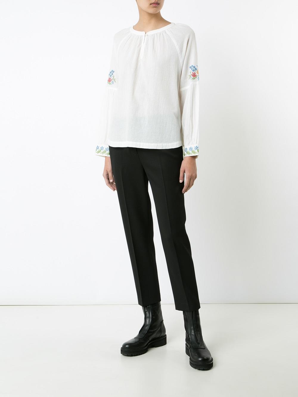 embroidered sleeves blouse