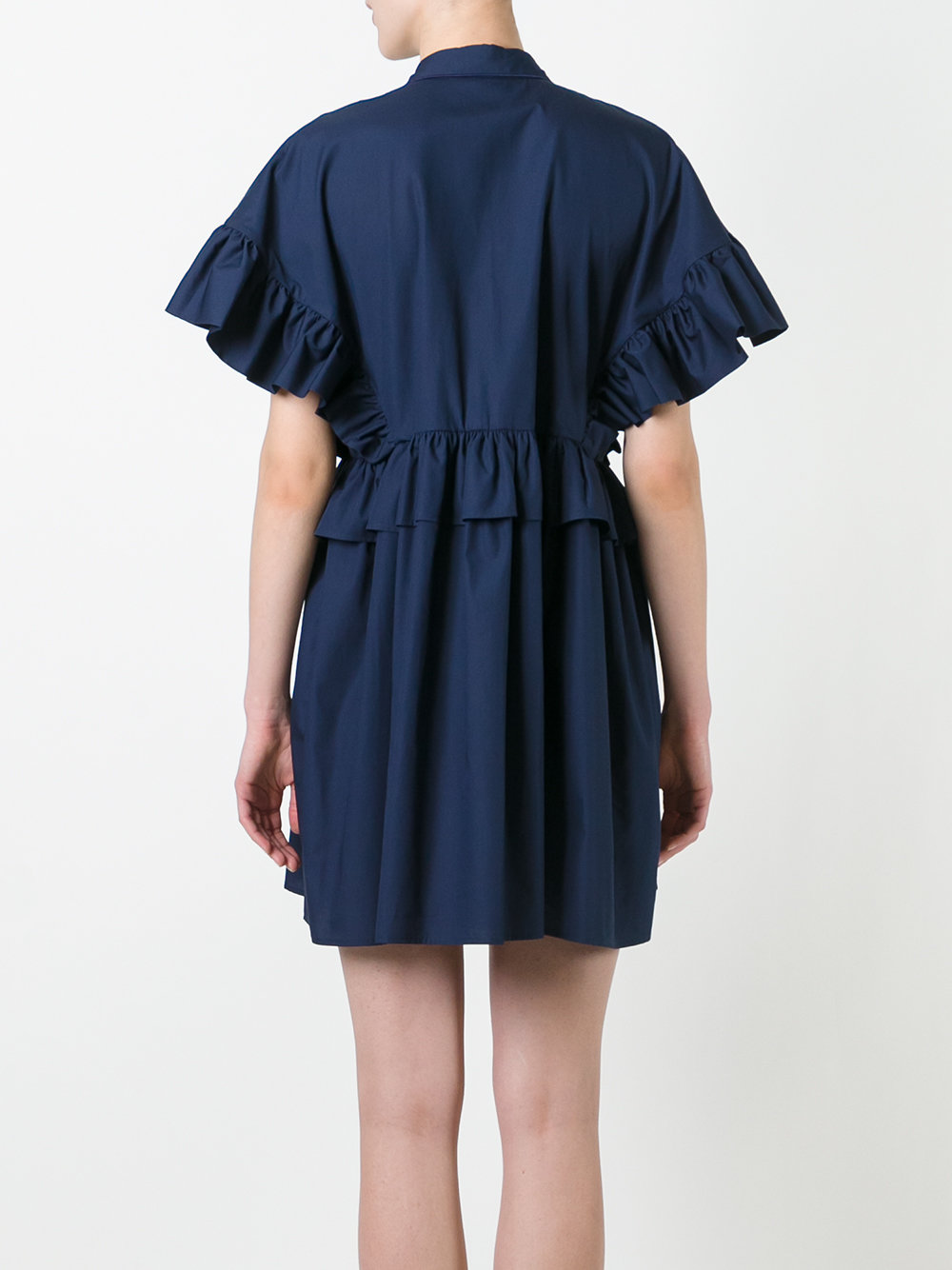 pleated trim shirt dress